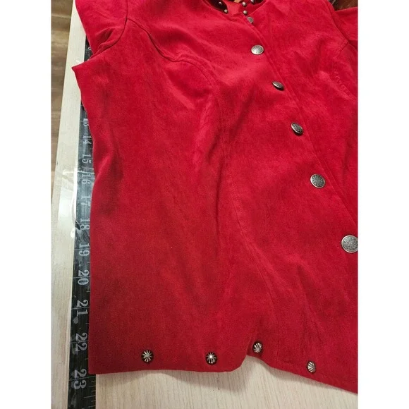 Stonebridge Red Velvet Button Down Blazer Studded‎ Collar & Hem 18W #531 - Picture 8 of 10